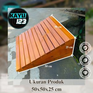 Papan Tanjakan Sepeda Motor 50x50x25 cm Tangga Kayu Pijakan Sepeda Motor Kokoh Premium Handmade